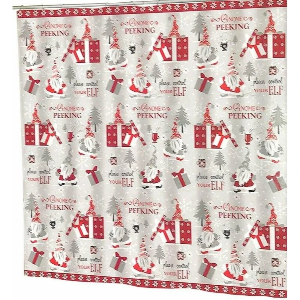 Avanti Christmas Shower Curtain Gnomes Fabric Holiday 72x72